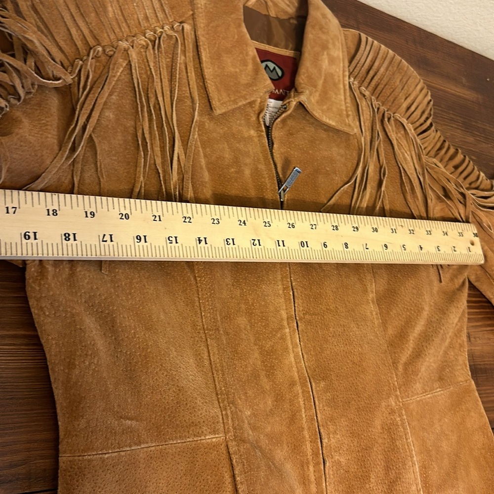 Marc Neiman Suede Fringe Leather Jacket in Tan - Picture 9 of 10